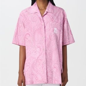 ETRO pink paisley print button up shirt